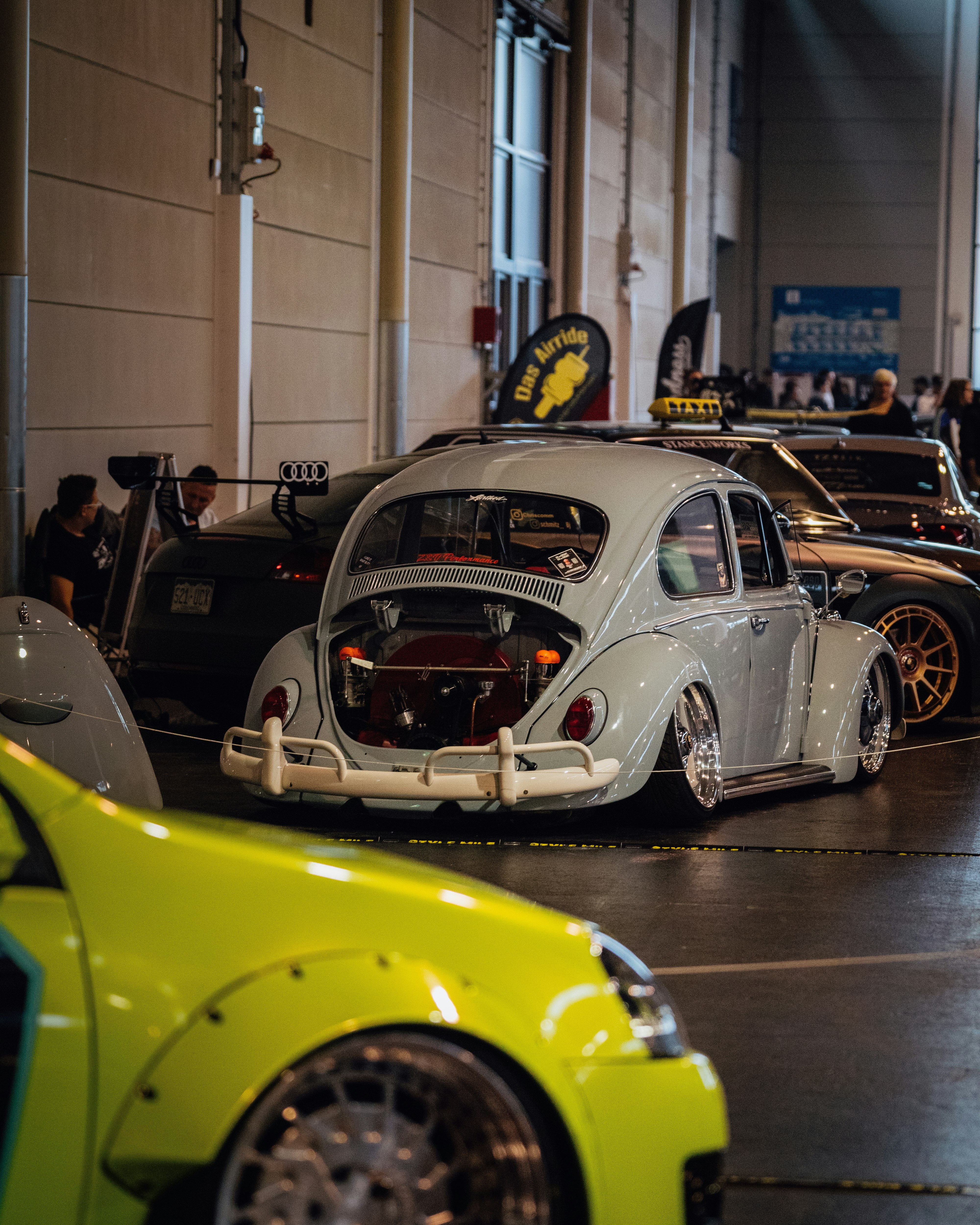 white Volkswagen beetle